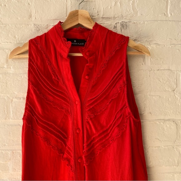 Tuckernuck || Pomander Place Dutton A-Lind Mini Shirt Dress Poppy Red XS - Picture 3 of 9